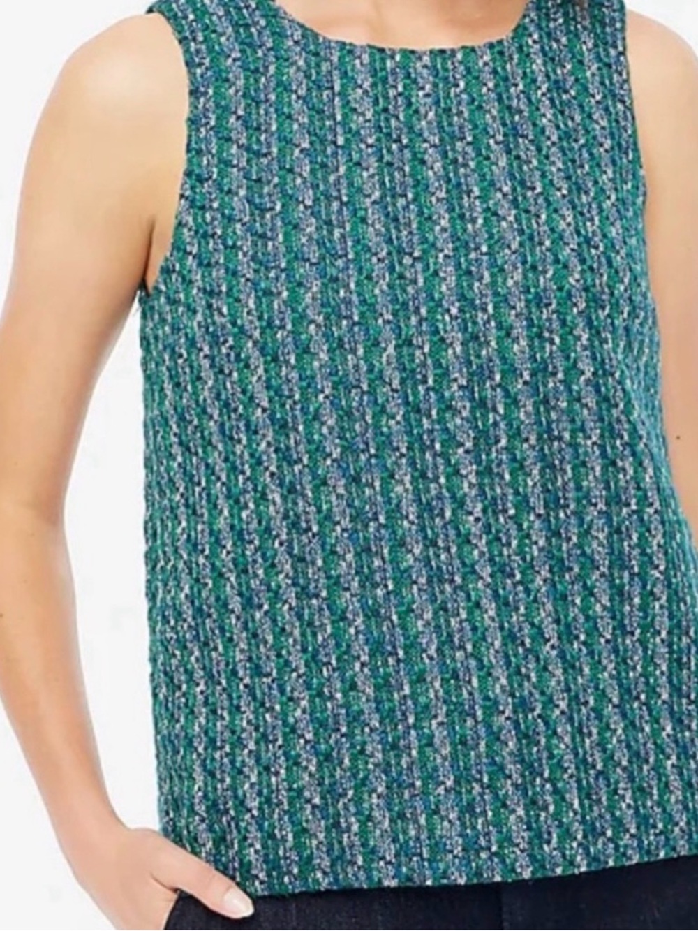J. Crew Ribbed Sleeveless Knit Tank in Teal and Blue
